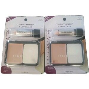 2-Colormates compact makeup Pressed Powder & Concealer  paraben free #7129 NEW